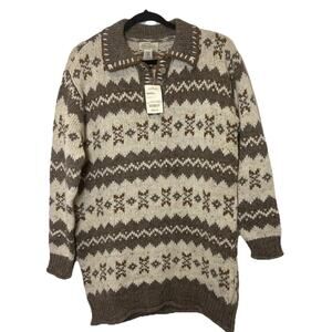 Vintage St. John’s Bay Men’s Collared Sweater Small Beige Knit Grandpa Style NWT